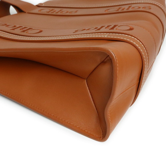 Chloe Woody Medium Tote Bag Calfskin Leather Brown - Picture 10 of 13